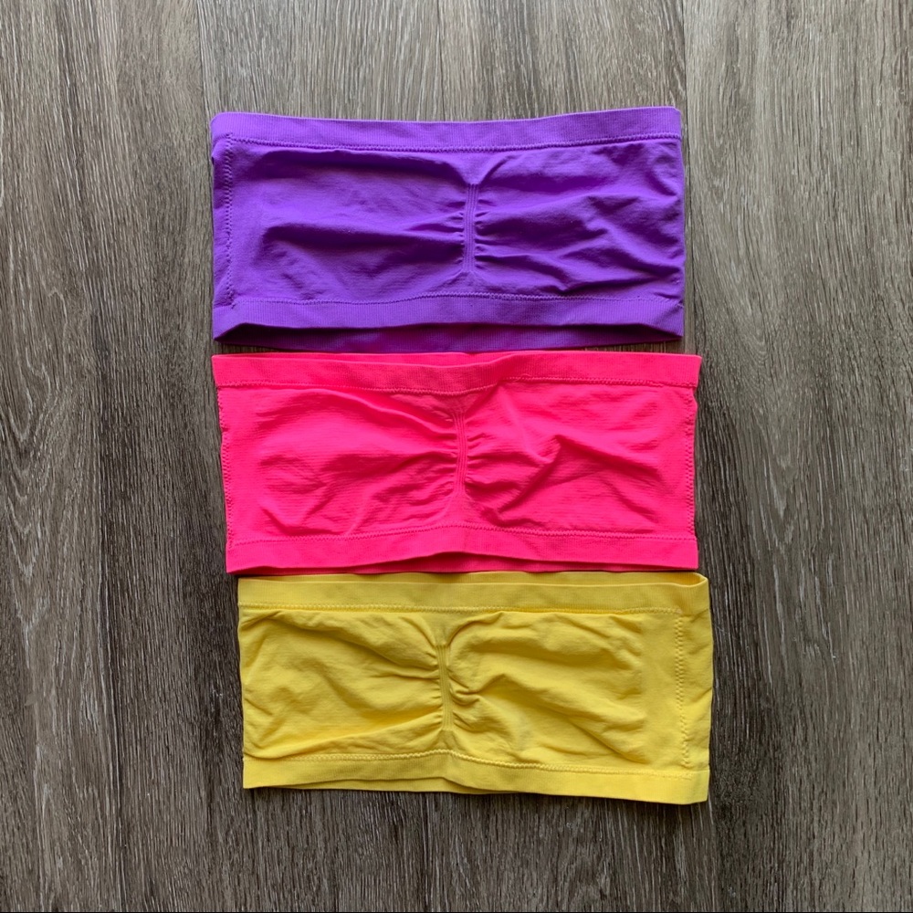Wet Seal Three Tube Bras Pink Purple Yellow Size M